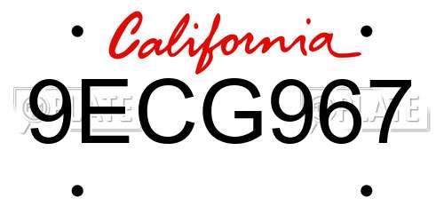 9ECG967 California License Plate