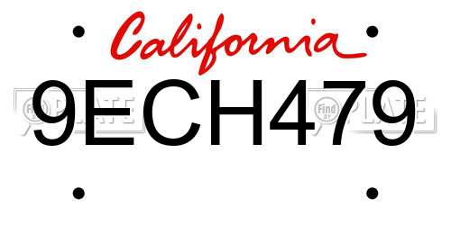 9ECH479 California License Plate