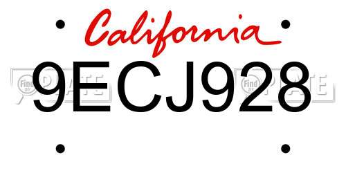 9ECJ928 California License Plate
