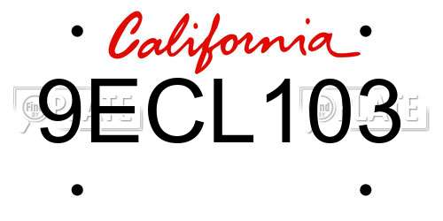 9ECL103 California License Plate
