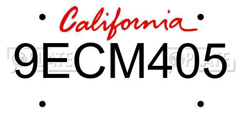 9ECM405 California License Plate