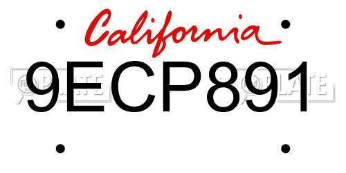 9ECP891 California License Plate