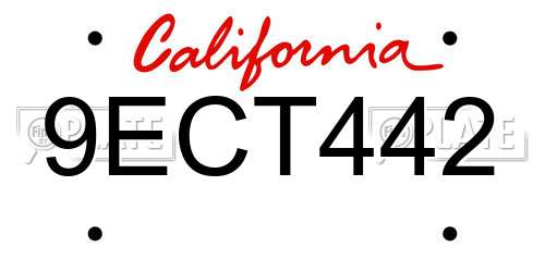 9ECT442 California License Plate