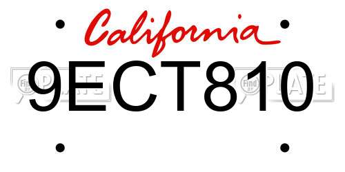 9ECT810 California License Plate