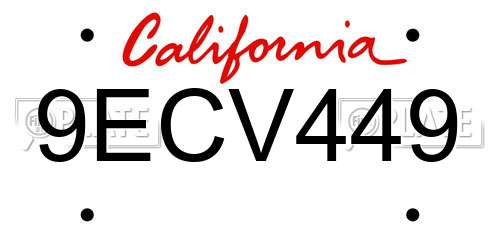 9ECV449 California License Plate