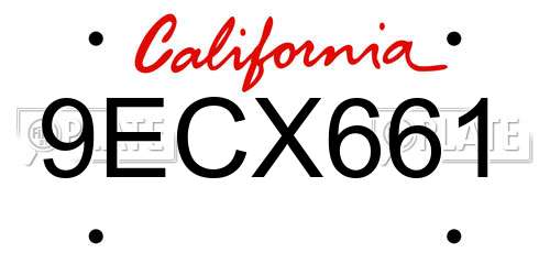 9ECX661 California License Plate