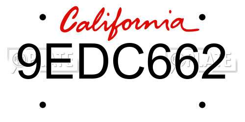 9EDC662 California License Plate