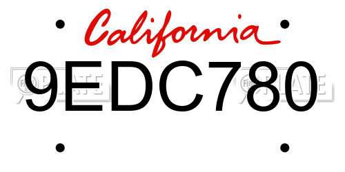 9EDC780 California License Plate