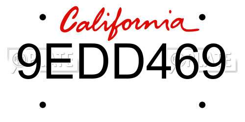 9EDD469 California License Plate