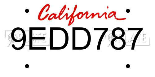 9EDD787 California License Plate