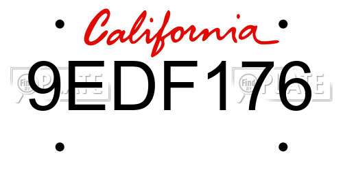 9EDF176 California License Plate