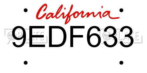 9EDF633 California License Plate