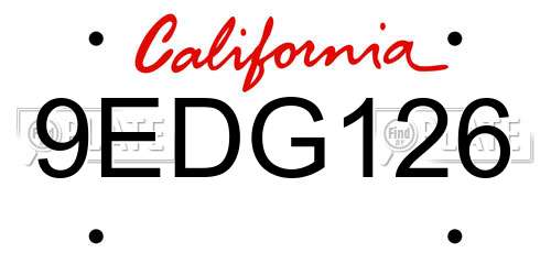 9EDG126 California License Plate
