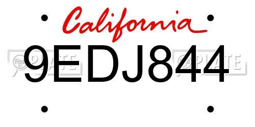 9EDJ844 California License Plate