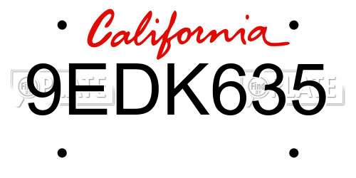 9EDK635 California License Plate