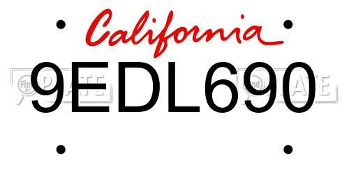 9EDL690 California License Plate