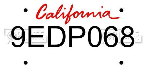 9EDP068 California License Plate