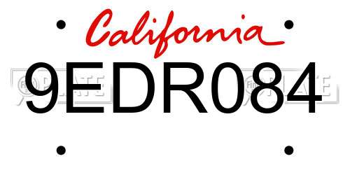 9EDR084 California License Plate