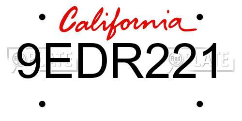9EDR221 California License Plate