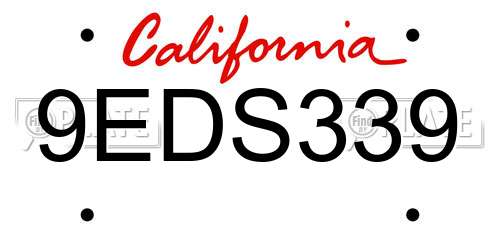 9EDS339 California License Plate