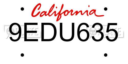 9EDU635 California License Plate