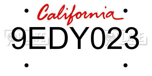 9EDY023 California License Plate