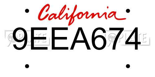 9EEA674 California License Plate