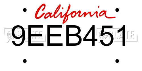 9EEB451 California License Plate