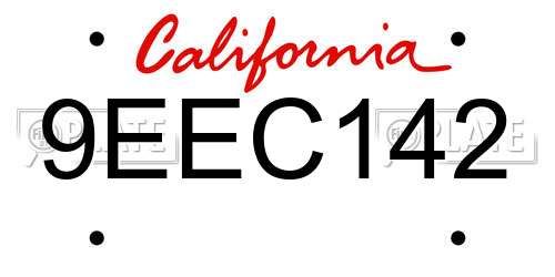 9EEC142 California License Plate