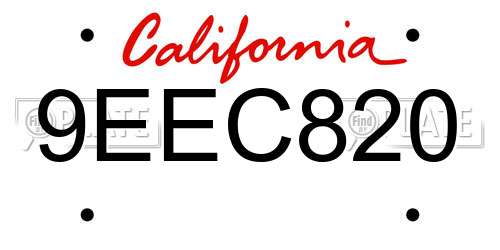 9EEC820 California License Plate