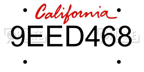 9EED468 California License Plate