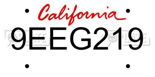 9EEG219 California License Plate