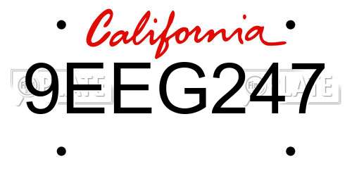 9EEG247 California License Plate