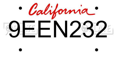 9EEN232 California License Plate
