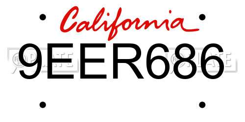 9EER686 California License Plate