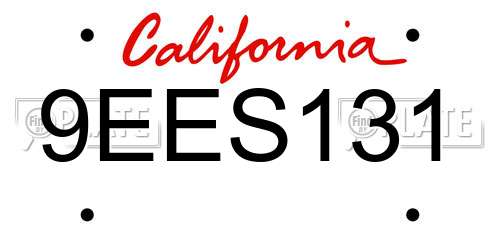 9EES131 California License Plate