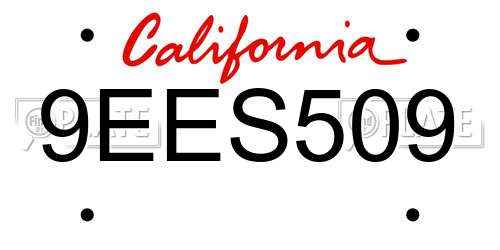 9EES509 California License Plate