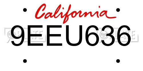 9EEU636 California License Plate