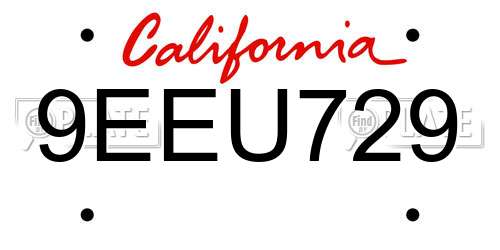9EEU729 California License Plate