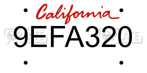 9EFA320 California License Plate