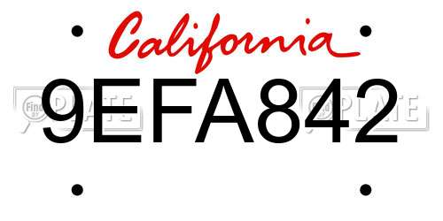9EFA842 California License Plate