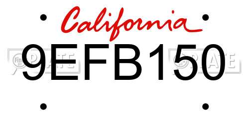 9EFB150 California License Plate