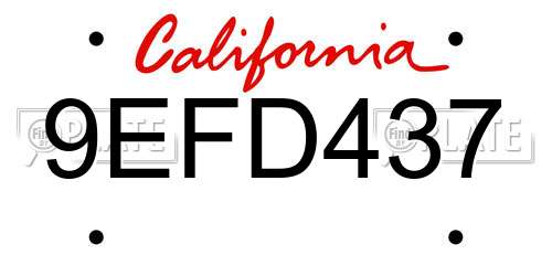9EFD437 California License Plate