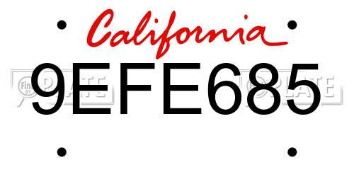 9EFE685 California License Plate