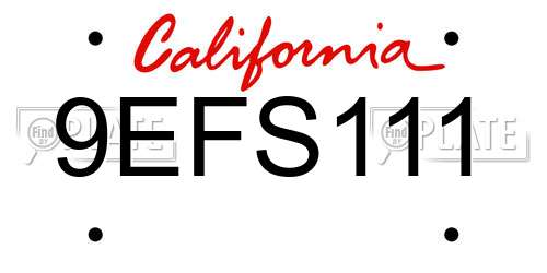 9EFS111 California License Plate