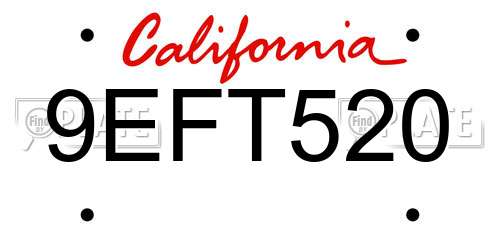 9EFT520 California License Plate