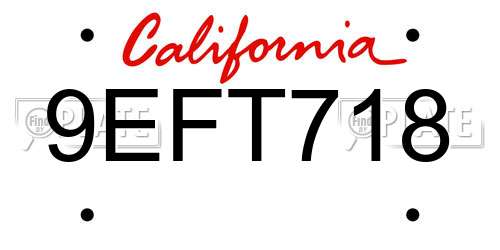 9EFT718 California License Plate