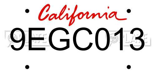 9EGC013 California License Plate