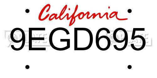 9EGD695 California License Plate