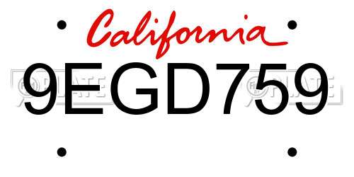 9EGD759 California License Plate
